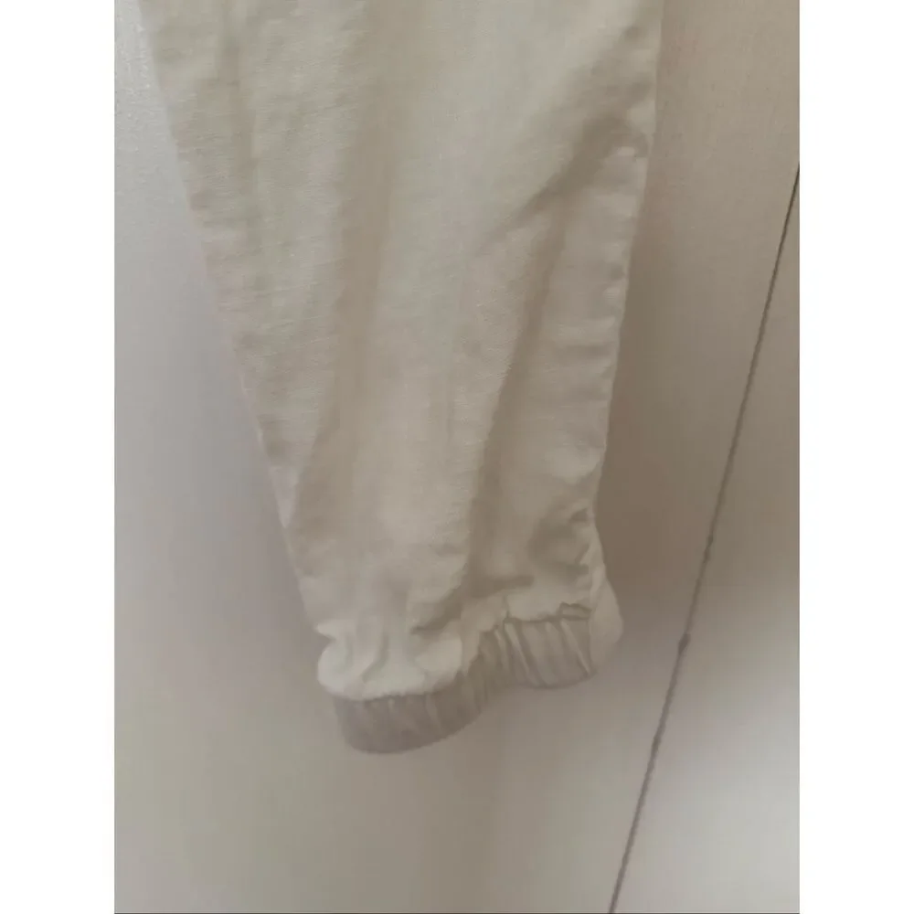 Athleta Cabo Linen Jogger Pants White Drawstring Zip Pockets Women’s 6